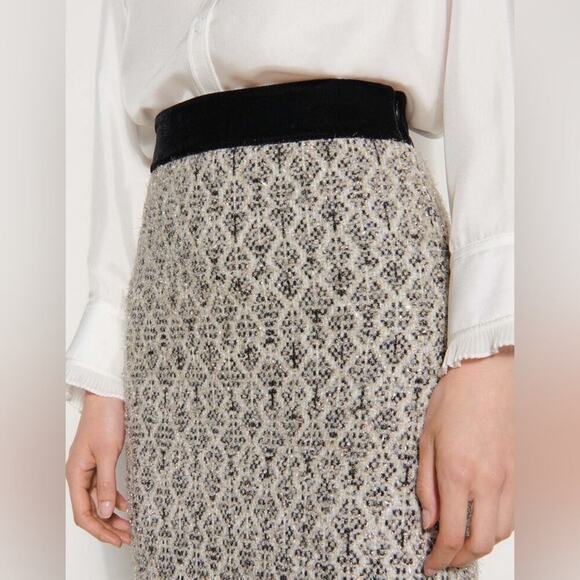 SANDRO PARIS NWOT Short Jacquard Knit Wool Blend Skirt $300 MSRP Size 4 - Picture 1 of 14